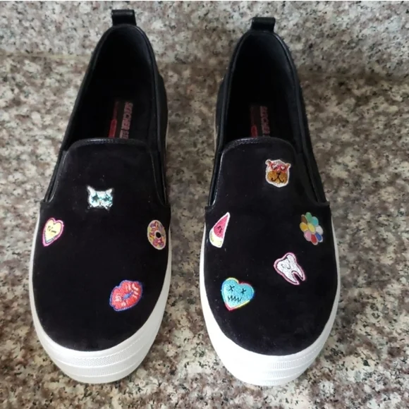 Skechers Kids' Black Slip-On Sneakers with Fun Patches - Picture 3 of 8